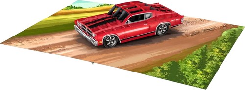 Red muscle car card - car,