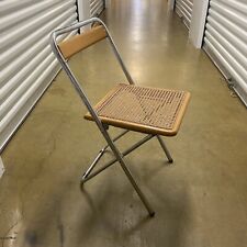 Vintage Folding Rattan & Chrome Chair Piretti Plia Style Desk Dining Foldable