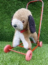  Small Vintage Plush Push Along Toy Dog / Walker  