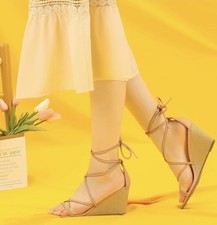 Allegra K Strappy Low Wedge