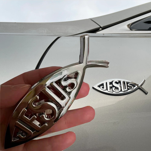 Metal jesus fish sticker - fish,