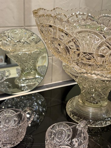 Antique glass punch bowl with - glass,