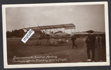 Postcard Bournemouth Dorset 1910 Aviation Meeting pilot Grahame White biplane RP