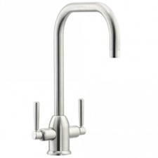 Kitchen Sink Taps Mixers Traditional Dual Lever Monobloc Brushed Brass Lanos