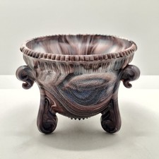 Victorian Purple Malachite Slag Glass Pedestal Bowl Antique