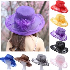 Women Wide Brim Sun Hat Tea Party Kentucky Derby Noble Church Wedding Cap Ladies