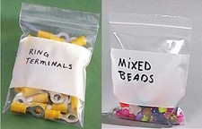 Clear Zip Lock Resealable Bags with White Block Jewelry Poly Plastic