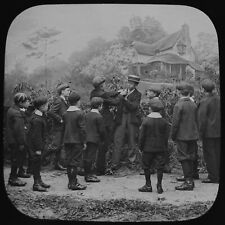 Photo VICTORIAN SCHOOLBOYS FIGHTING C1890 ANTIQUE Magic Lantern Slide