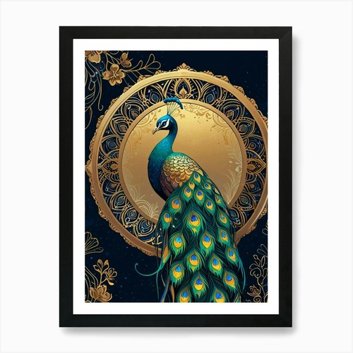 Peacock art print framed - 38,