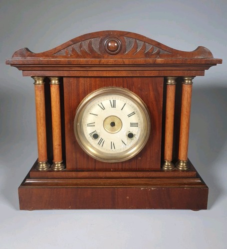 Antique wooden mantel clock - antique,