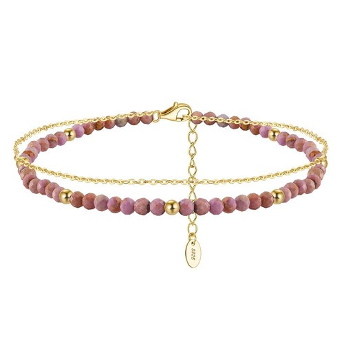 9ct gold silver anklet - on,