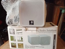e-audio White 4" Full Range Dual Cone Mini Box Speaker Set (8 Ohms 80 W) Cube
