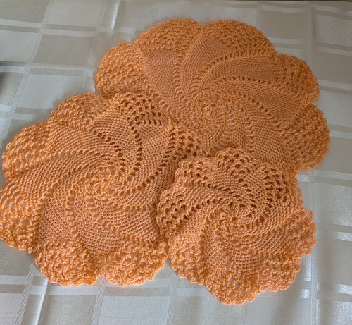 Three crochet doileys - crochet, orange