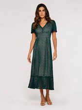 Apricot Lace V Neck Ruffle