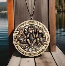 3 Wise Monkey Locket Necklace