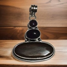 Beautiful Tiger Iron & Black Onyx 925 Silver Gemstone Pendant Stunning ?(2497)
