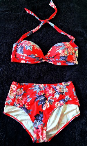 Joules red floral bikini set - red,