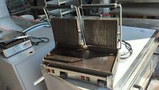 COMMERCIAL ELECTRIC TWIN PANINI CONTACT GRILL TOP-RIBBED BOTTOM-FLAT REFURBISHED