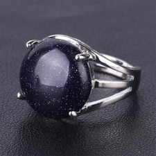 Natural Crystal Round Gemstone Open Finger Ring Adjustable Wedding Party Rings