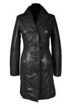 Ladies Real Leather Trench Coat Steampunk Style Goth Gothic Stylish Winter Coat