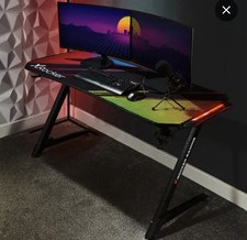 X RockerJaguar RGB Gaming Desk, 150x60cm Large Gaming Desktop with Mousepad