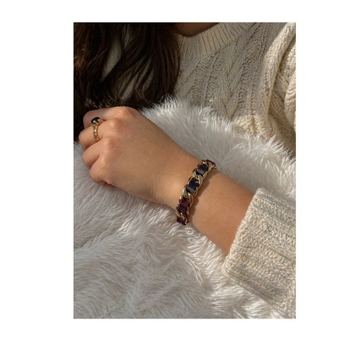 Gold chain plaid bracelet - chain,