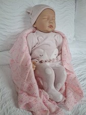 Reborn Baby Girl, Realistic Sleeping Newborn with Outfit & Hand Knitted Blankets
