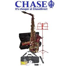 Elkhart Vincent Bach Deluxe E Flat Red Alto Saxophone Pack | High F# key__