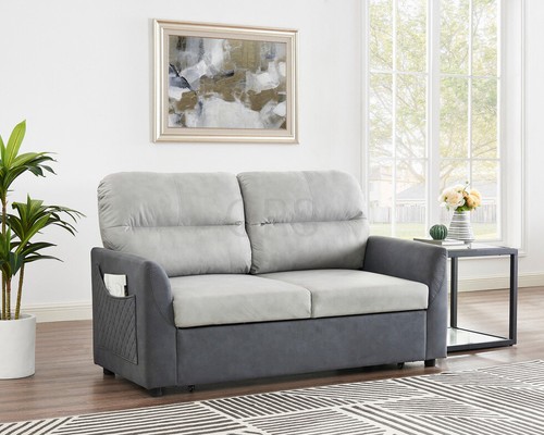 Seater sofa bed fabric grey - 2,