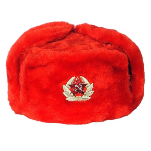 Russian authentic ushanka red - russian,