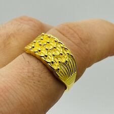 Solid 9ct Yellow Gold On Silver Mens 4 Row Keeper Ring  All Size New
