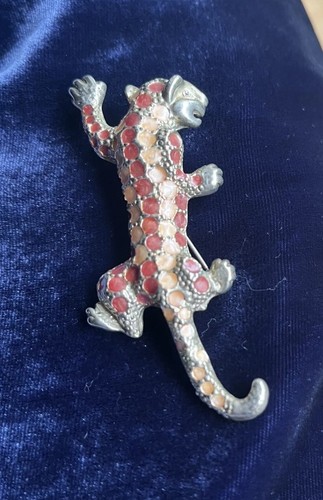 Vintage 1980s enamel leopard - ,