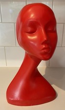 Vintage Red Swan Neck Plastic Mannequin Head Shop Display Advertising