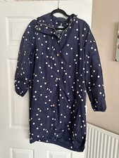 Joules ‘Right As Rain’ Mac, Navy & White Polka Dots, NWOT Size 12