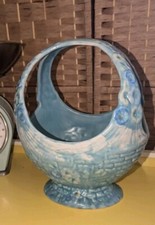 1930s Large Blue Arthur Wood Garden Wall Basket Display Storage Cottagecore 