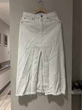 Reserved White Denim Skirt Midi Slit In Front Size M