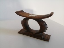 Antique African Hand-Carved Mini Wooden Headrest Stool Ornament 3" wide