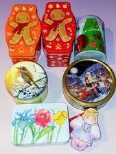 7 Christmas Tins Bundle Small Size Empty Sweet Biscuit Tea Tins 2005-2025