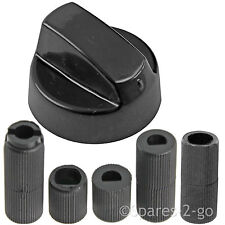 For Delonghi Cooker Oven Hob Black Control Knob & Adaptors