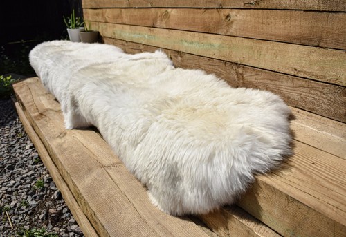 Natural sheepskin rug double - natural,