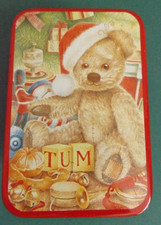 VINTAGE CHRISTMAS TIN TEDDY BEAR TOYS STORAGE  XMAS DECORATION