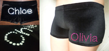 Personalised Velour Dance Gymnastic Shorts Glitter Vinyl SIMILAR to rhinestones