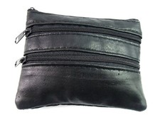 UNISEX MENS LADIES SOFT BLACK LEATHER COIN POUCH PURSE WALLET-AUTHENTIC UK STOCK