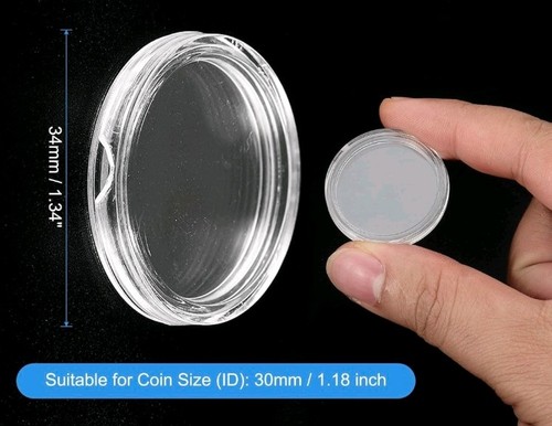 30mm clear plastic coin holder - plastic,