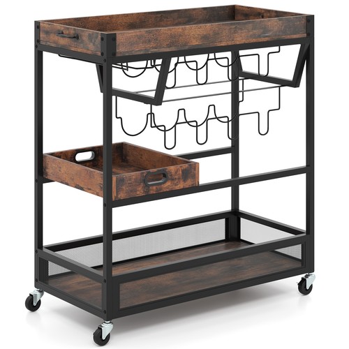 Kitchen rolling bar cart with - bar,