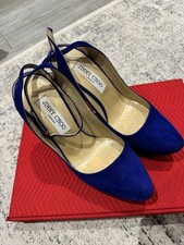 Jimmy Choo Royal Blue Shoes with Swarovski Crystal High Heels UK Size 4 Used