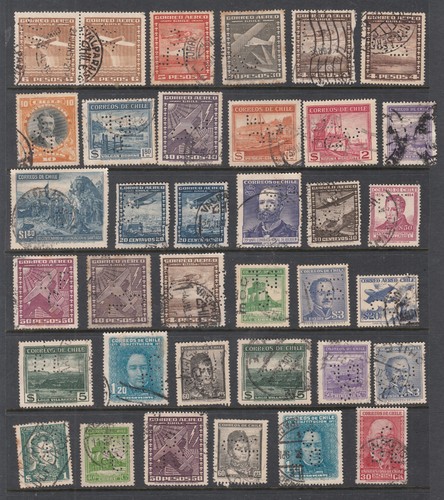 Chile perfinned stamps d f - chile:,