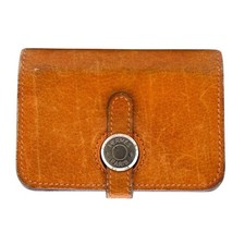 HERMES Dogon card case wallet orange unisex