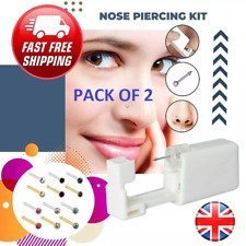 Disposable Nose Piercing Kit - Silver Gold CZ Stud Earring Gun DIY Home Self Ear