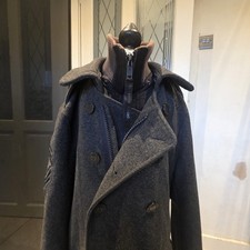 Superdry 2 In 1 Wool Town Pea Coat Double Breasted Grey Mens XL Winter Coat VGC